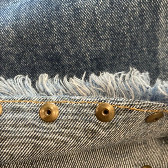 Vintage High Rise Studded Denim Jeans with Studded Raw Hem 35” X 29.5” - Picture 6 of 8